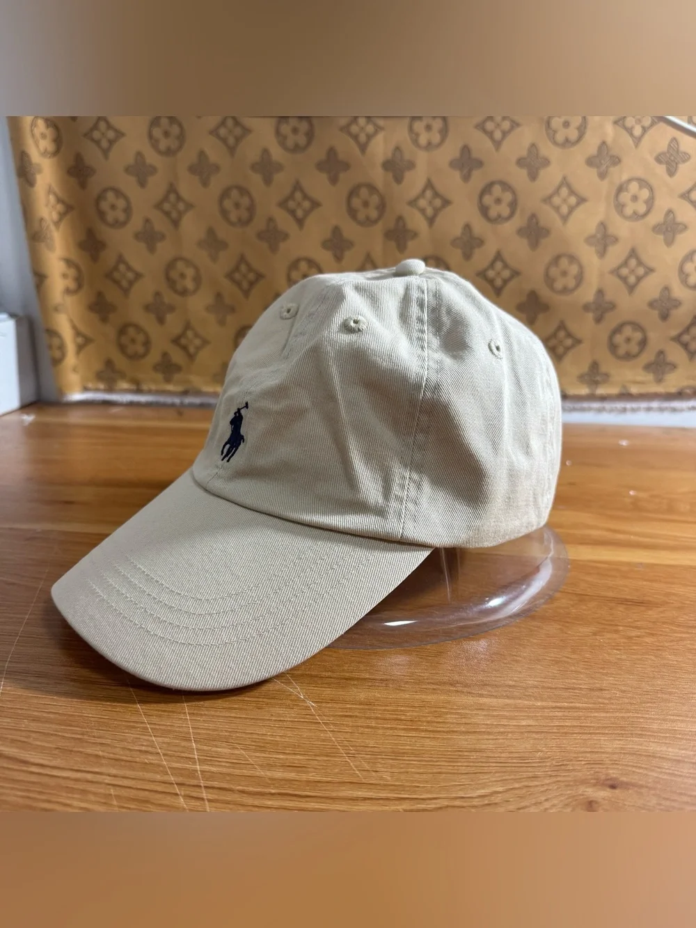 Polo by Ralph Lauren Khaki Baseball Cap with Navy Pony